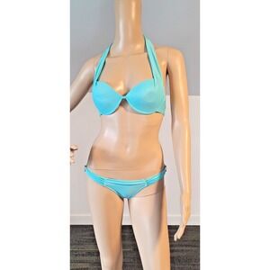 Woman Small Baby  Blue Bikini Set  with Decorative Clasps  SL4670
